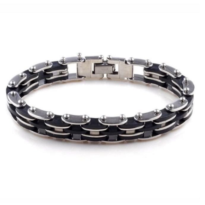 Браслет мужской из нержавеющей медицинской стали с каучуком 20 см (BS-189)