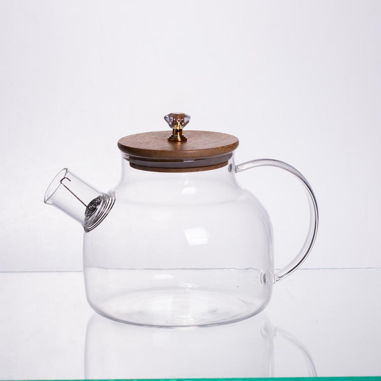 Чайний сервіз із товстого скла 8 предметів з бамбуковою підставкою для чашок (64486-23) - фото 4 Чайний сервіз із товстого скла 8 предметів з бамбуковою підставкою для чашок (64486-23) - фото 4