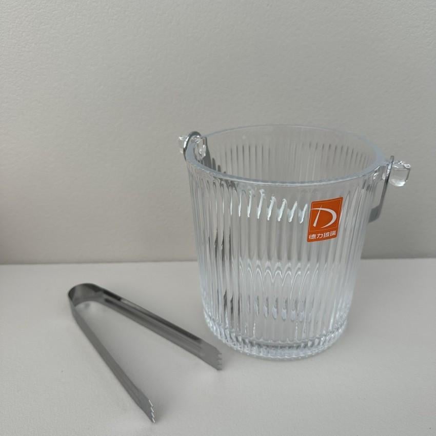 Відро для льоду скляне A-PLUS 3487 Полоска із щипцями 980 мл (2690548628) - фото 4