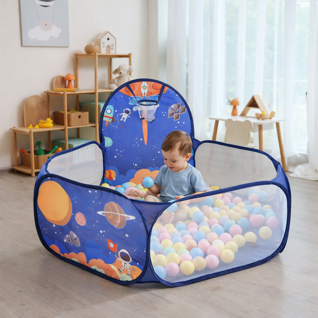 Дитячий сухий басейн MA720 для кульок з баскетбольним кільцем з чохлом 1,2 м Синій (31758214)