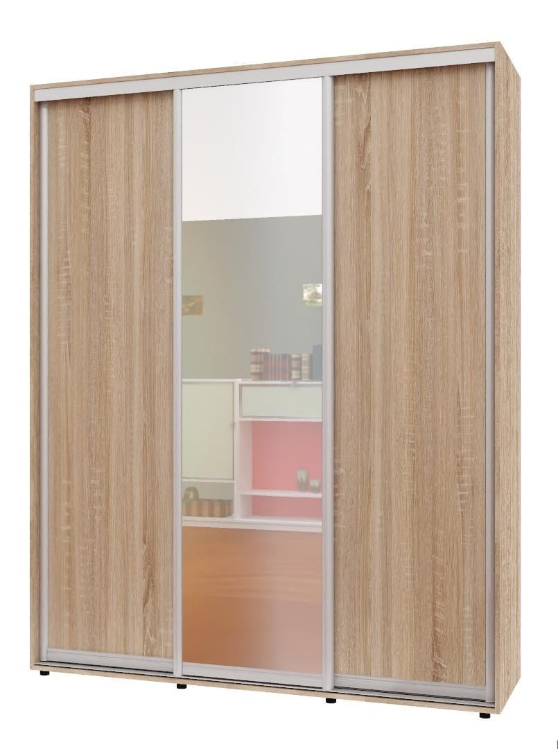 Шкаф-купе трехдверный Алекса ШК-04 ДСП/зеркало/ДСП 210x55x210 см Дуб Сонома