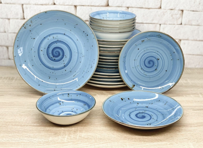Столовый сервиз  OMS TULU фарфор 6 персон 24 шт. Spiral-Blue (DN24-Spiral-Blue) - фото 1