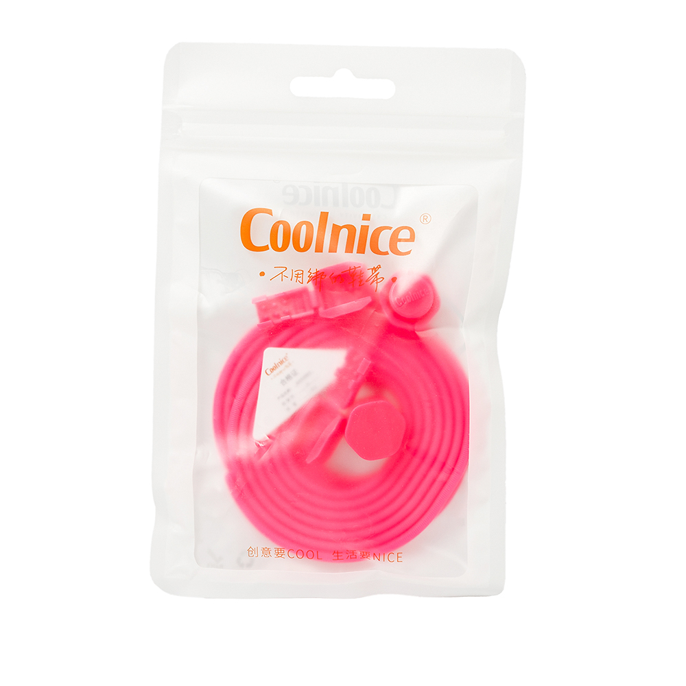 Шнурки силиконовые Coolnice длинные с затяжками 90 см Розовый (550)