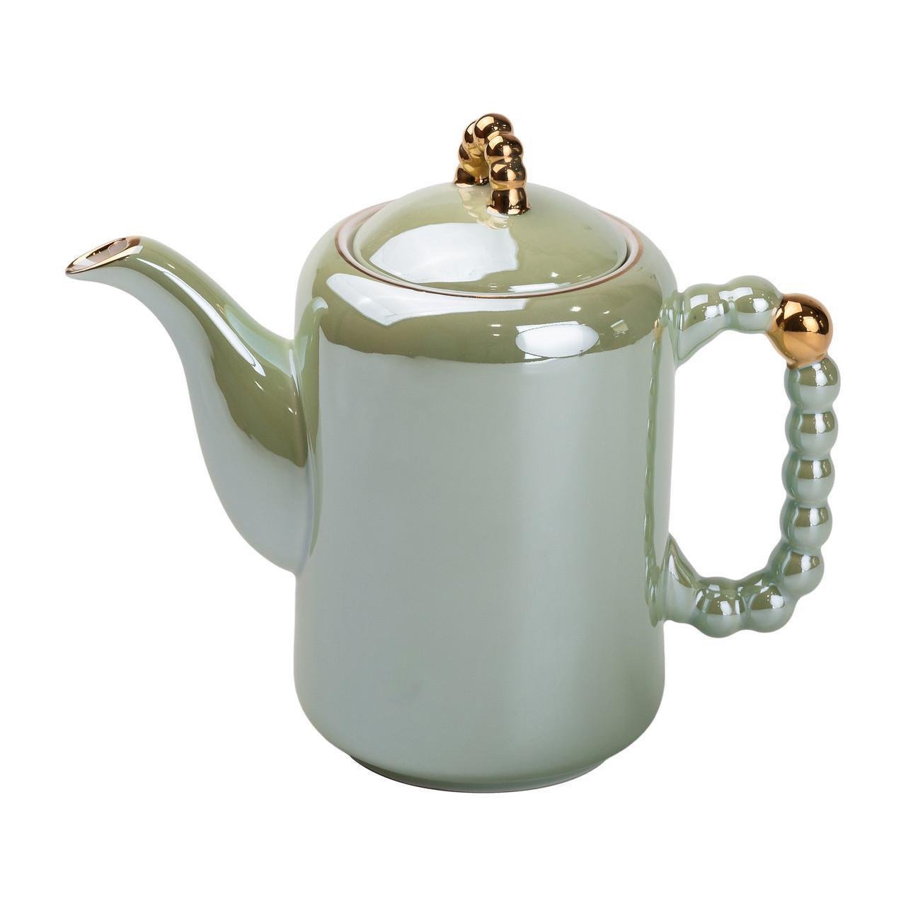 Чайный набор на 6 персон с заварочным чайником и керамической подставкой Зеленый - фото 2 Чайный набор на 6 персон с заварочным чайником и керамической подставкой Зеленый - фото 2