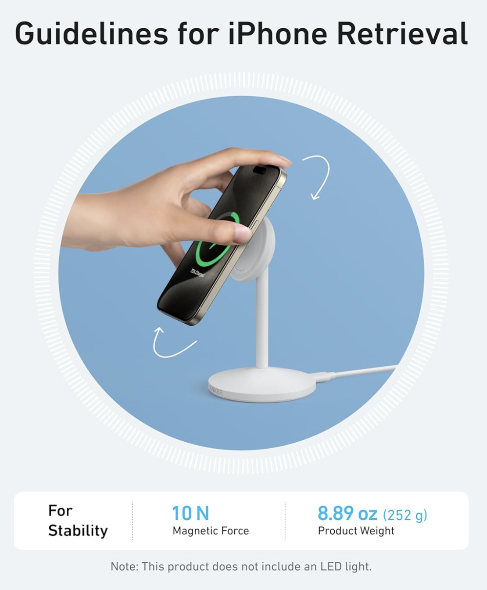 Зарядний пристрій Anker MagGo MagSafe QI2 15W Certified 360° Charger For iPhone 12-17 Series Black - фото 3 Зарядний пристрій Anker MagGo MagSafe QI2 15W Certified 360° Charger For iPhone 12-17 Series Black - фото 3