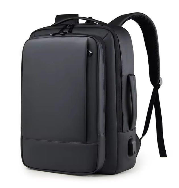 Рюкзак мужской для ноутбука городской с USB-портом для документов водостойкий 26 л Черный