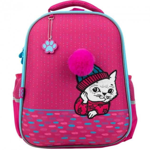 Рюкзак GoPack Education полукаркасный с ортопедической спинкой Cute cat 38x28x13 см 15 л Розовый (991003)