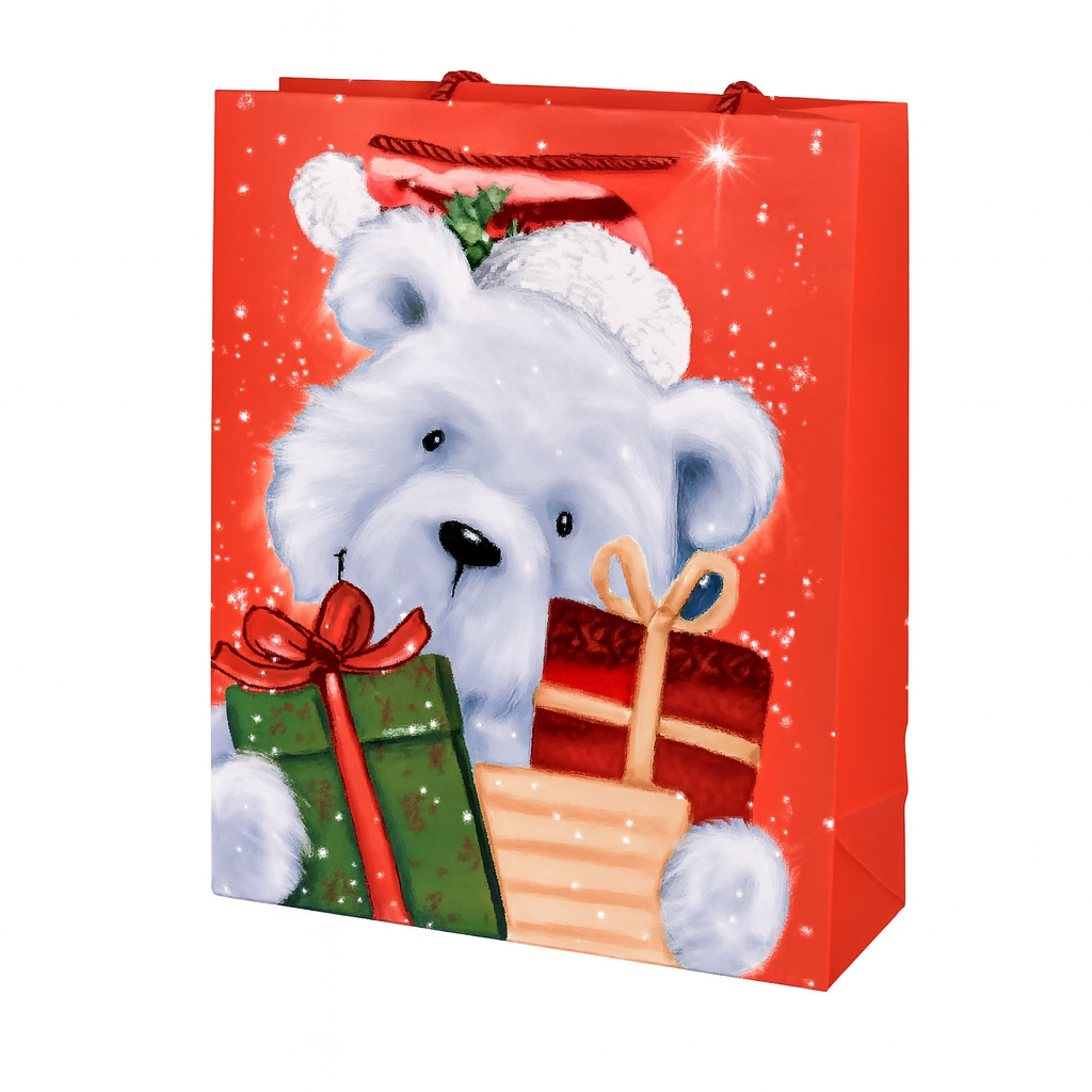 Подарочный пакет Bear R98391-M 26х32х10.5 см Красный с белым (30651994)