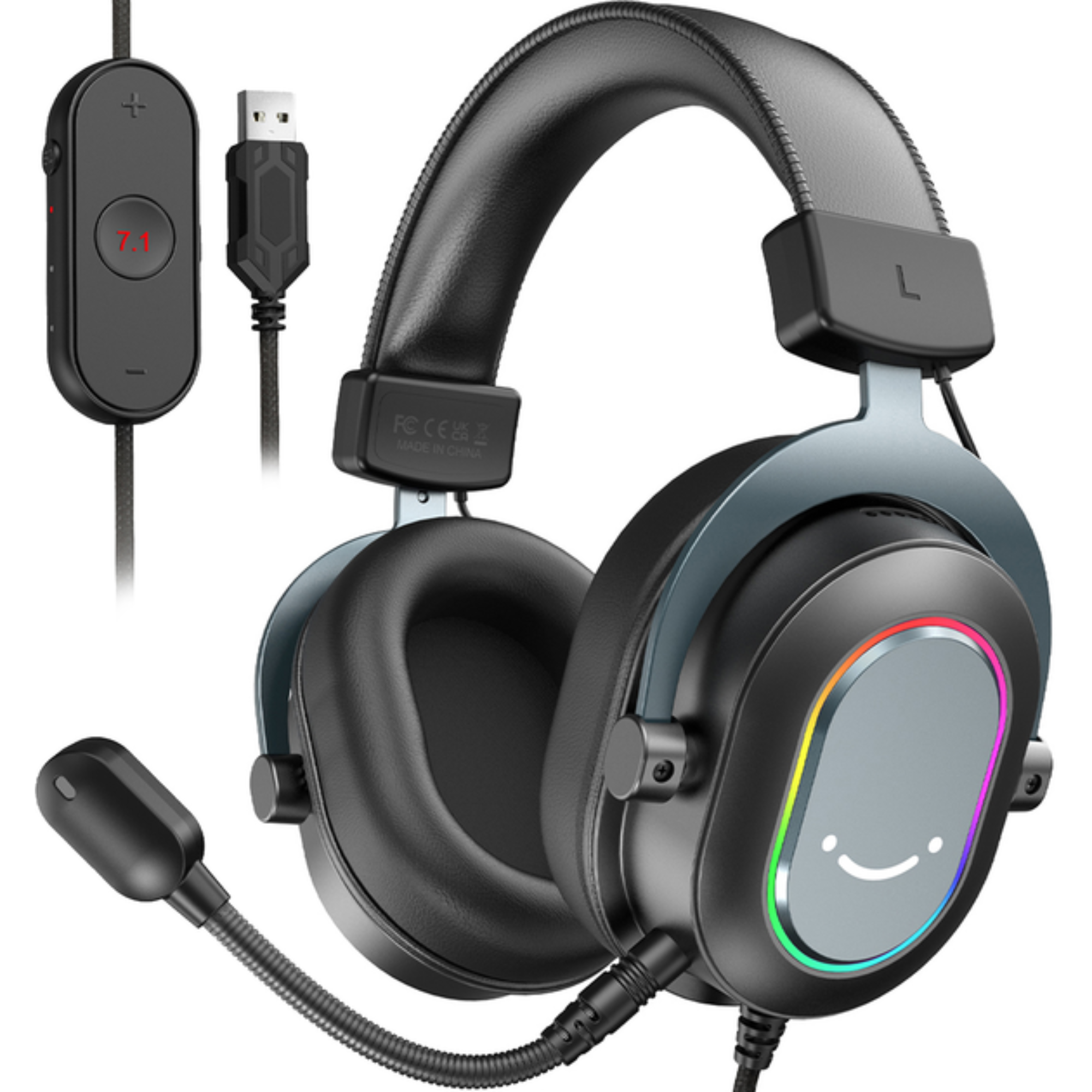 Наушники Fifine H6 с RGB подсветкой и съемным микрофоном Black - фото 2