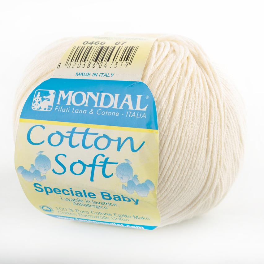 Пряжа Mondial Cotton Soft 100% 50 г 180 м бавовна Молочний (0466)