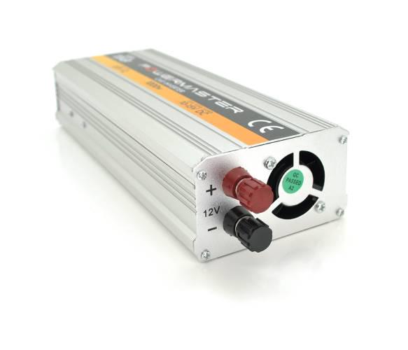 Инвертор напряжения POWERMASTER-1000600 Вт 12/220V approximated 1 универсальная розетка клемм крокодилы Box (DR010651)