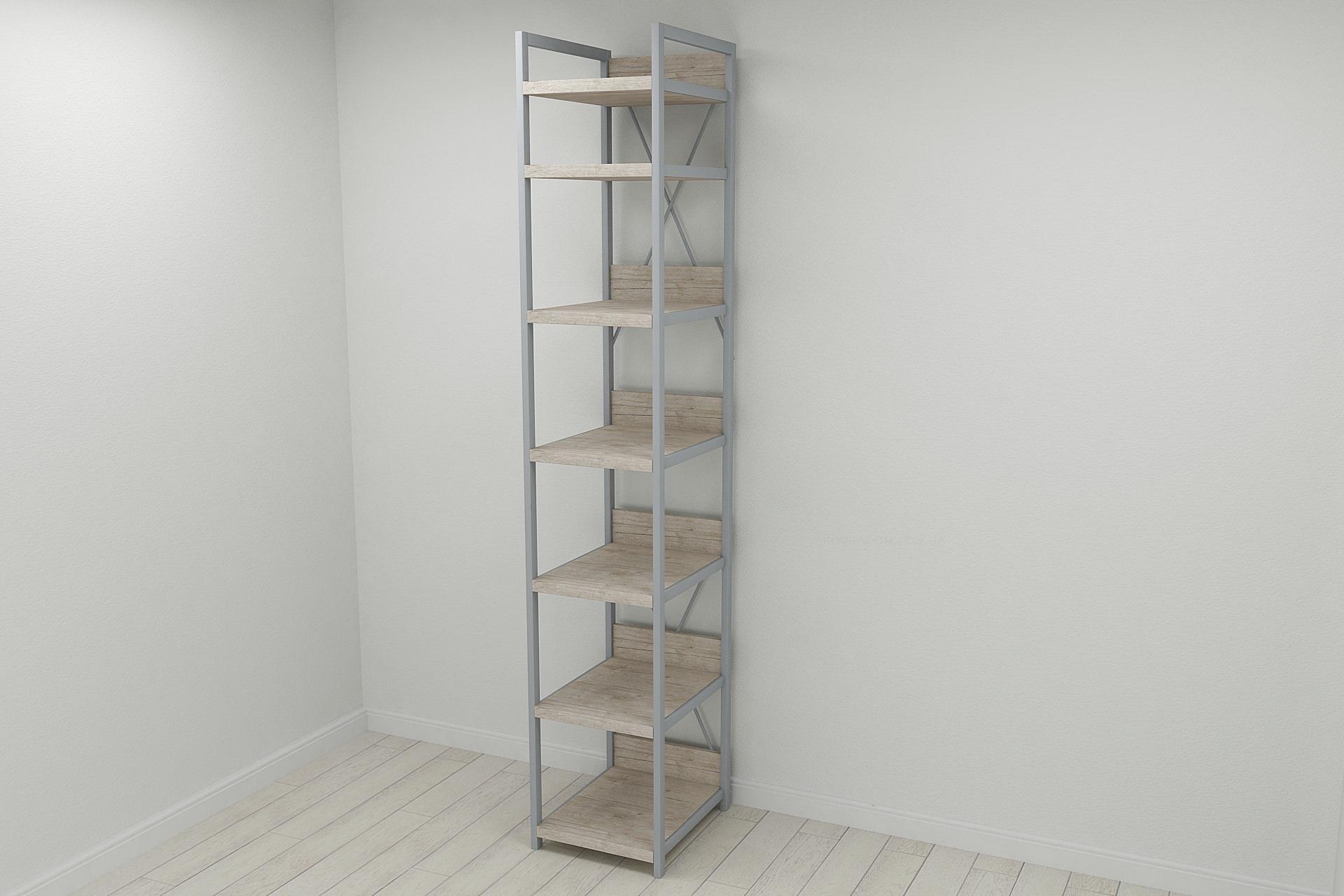 Шкаф гардероб уни секция 4 Конект Ferrum-decor 220x40x50 см Серый металл/ДСП Дуб Шервуд (SHG093)