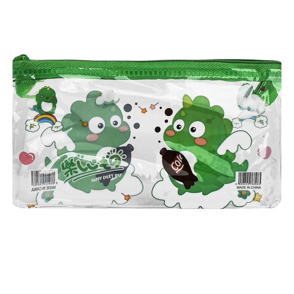 Папка-конверт на молнии Stenson WW00921ST 19х10 см Прозрачный с зеленым (25441832)