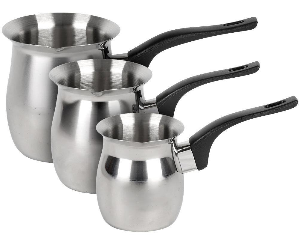 Набір турок 3 шт. 200/400/600 мл з нержавіючої сталі та бакелітовими ручками (30853)