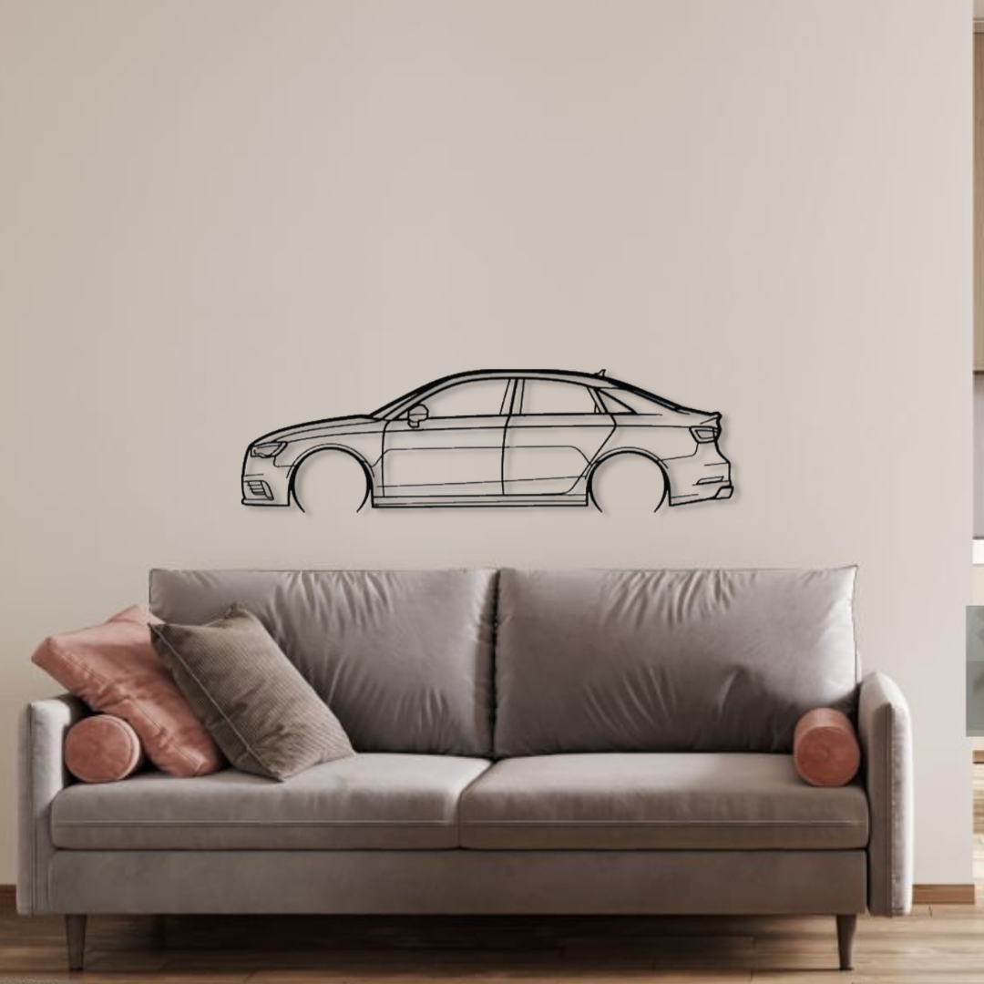 Декор на стену авто Audi A3 2015 из металла 100 см (auto365)