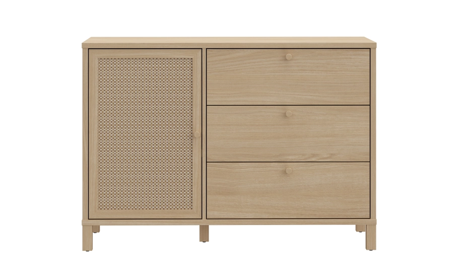 Комод левый 1д3ш Нортадо RTTK122L Техноротанг Дуб элегант (2147484331)