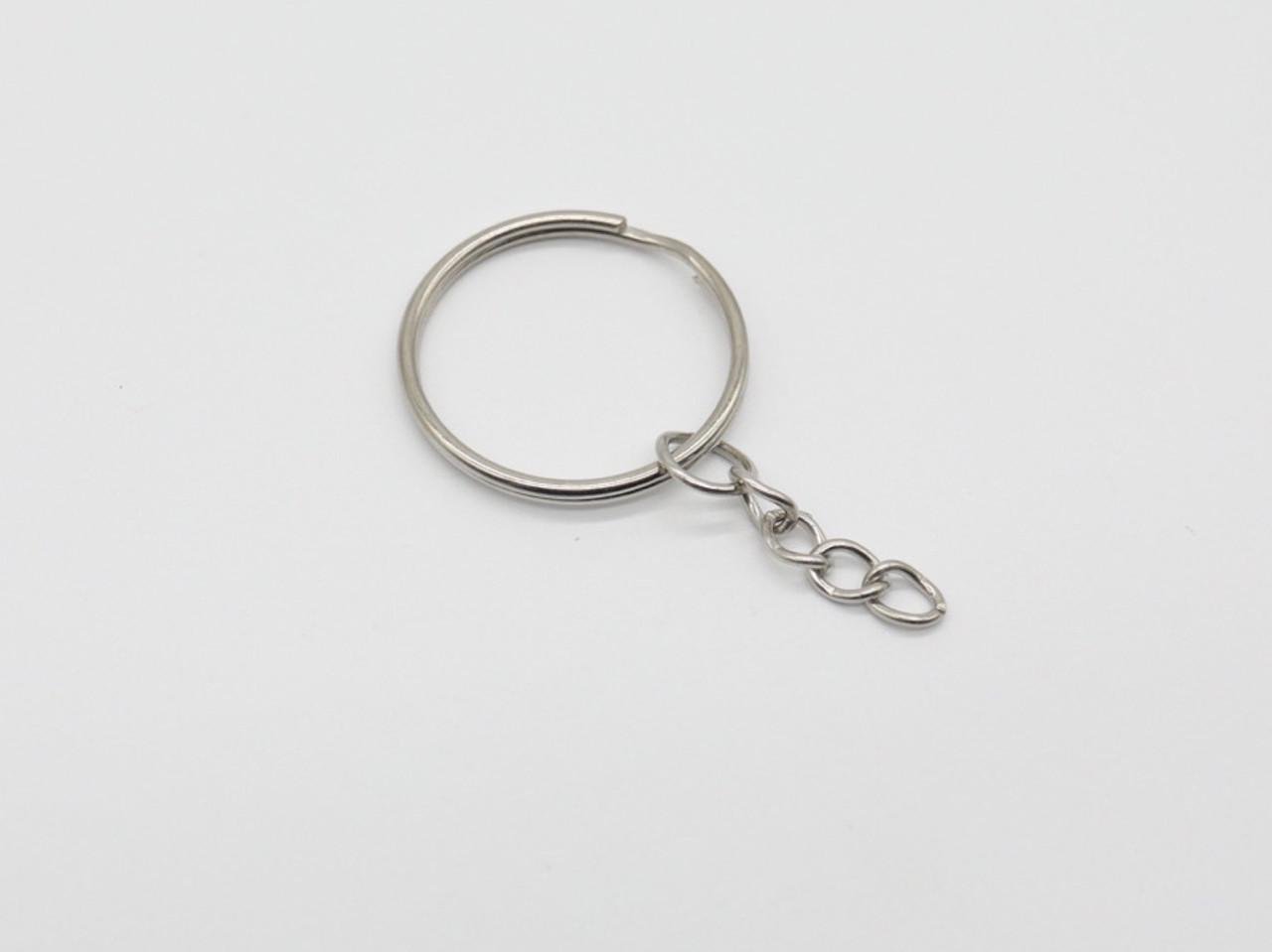 Кольцо для ключей с плоской цепочкой 28 мм Серебряный (85079212)