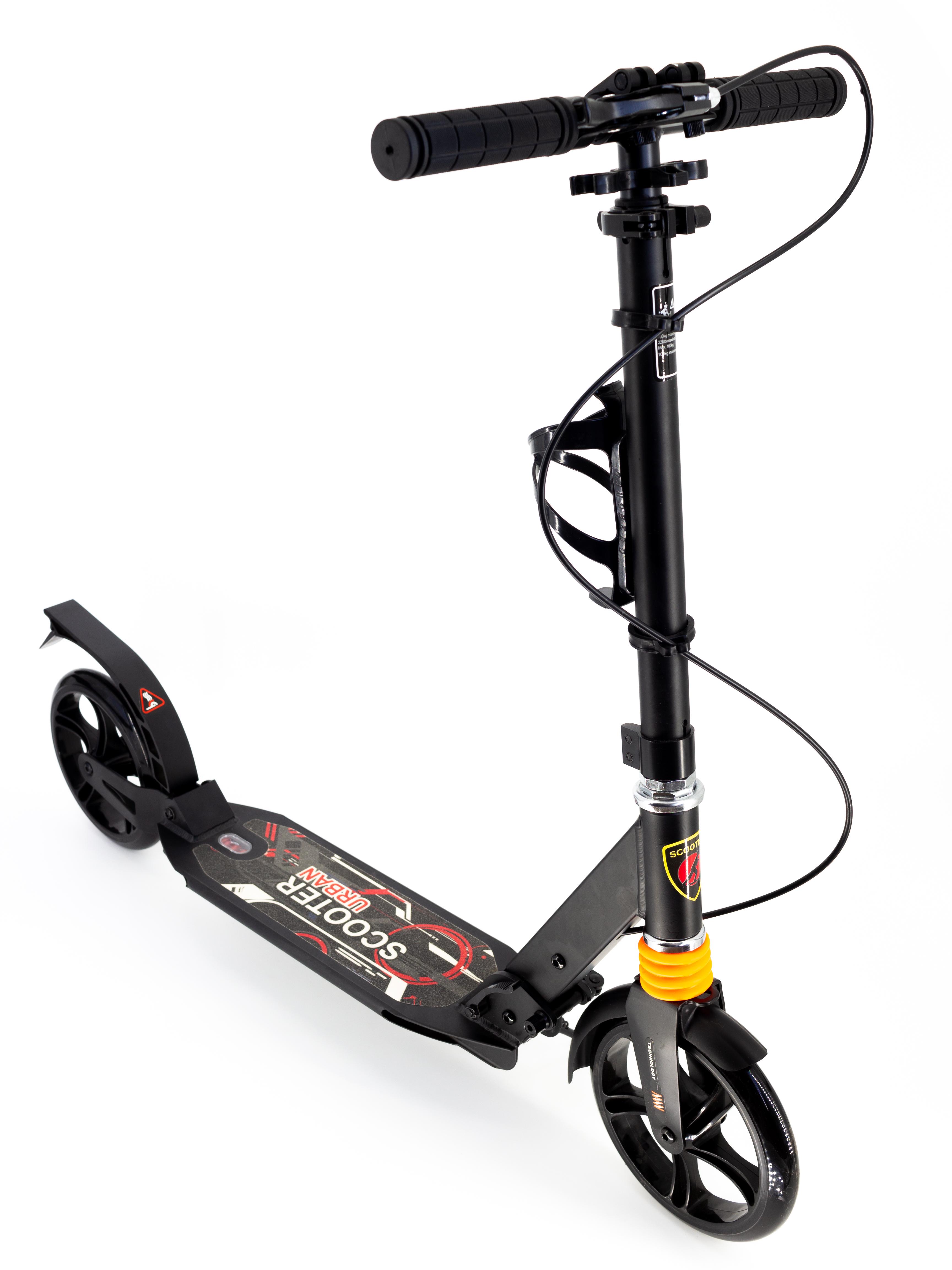 Самокат Scooter с клипсой и подстаканником 116-D1 большие колеса Черный (7562809) Самокат Scooter с клипсой и подстаканником 116-D1 большие колеса Черный (7562809)