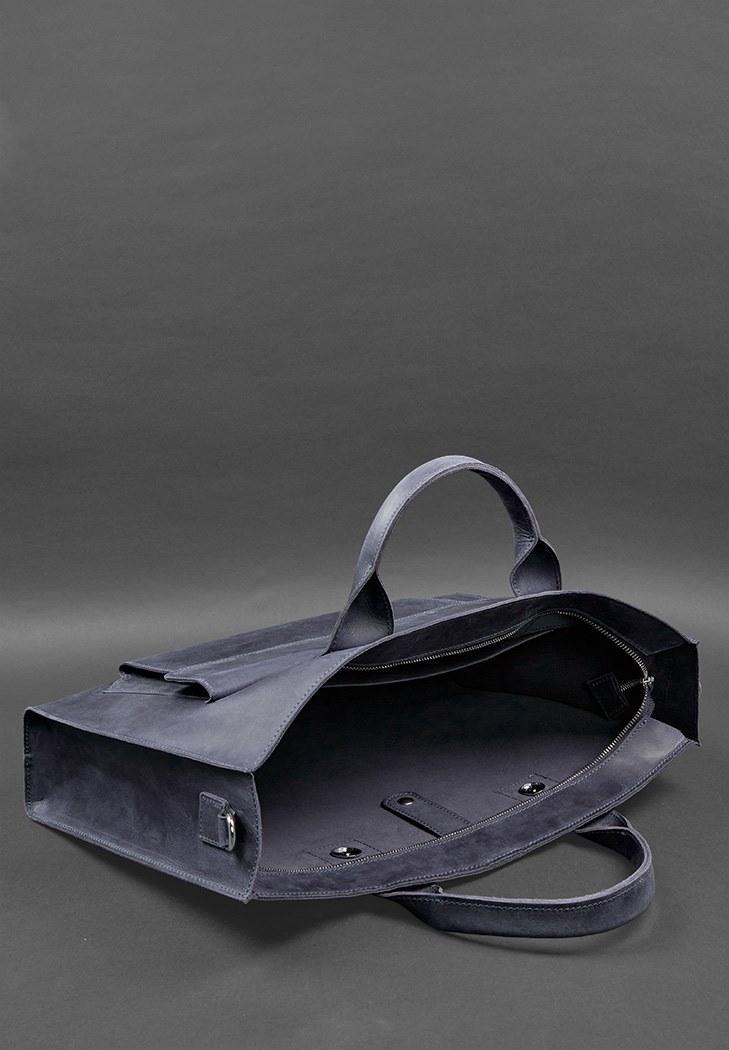Сумка для ноутбука и документов кожаная универсальная Crazy Horse Синий (A-028134) - фото 7