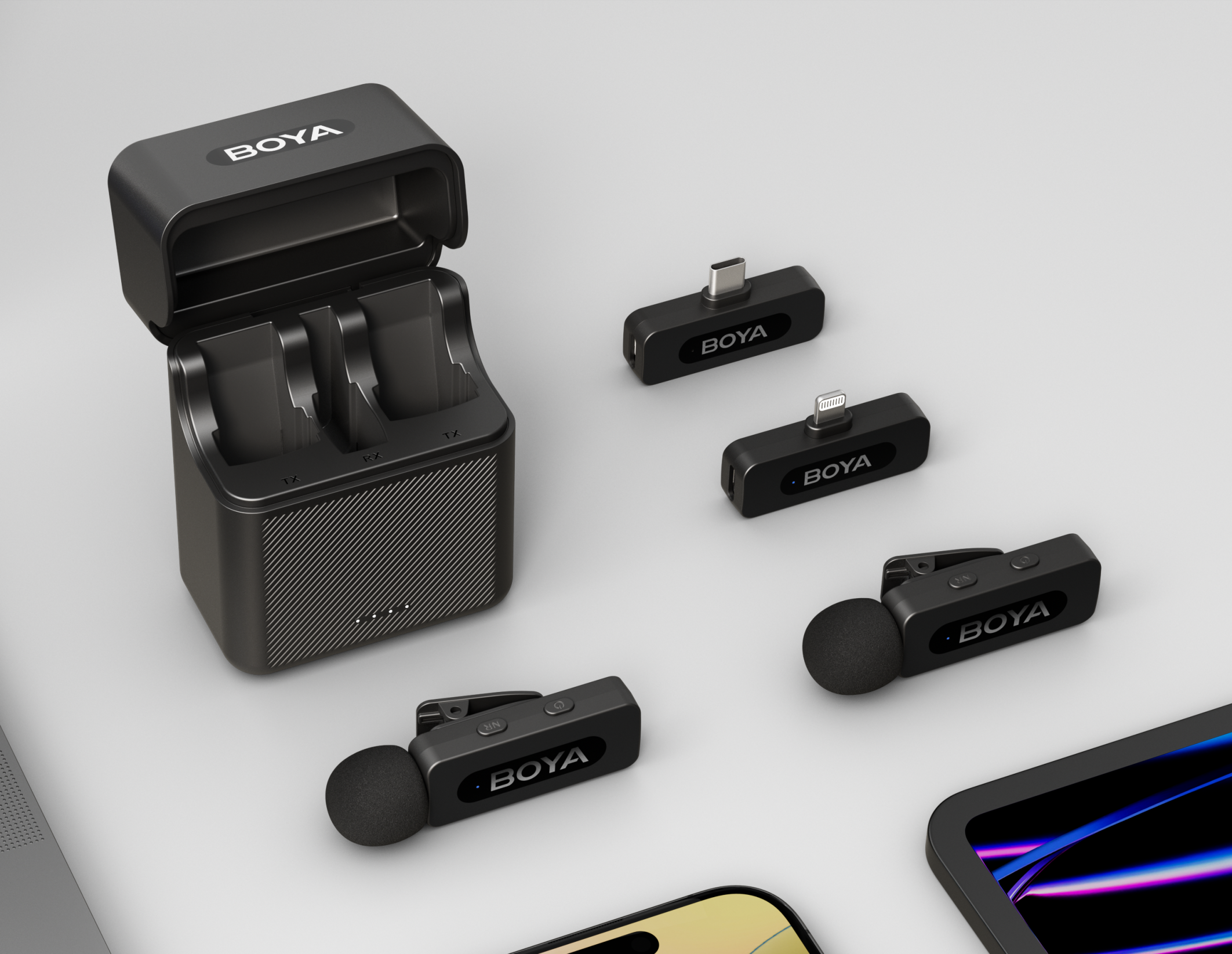 Микрофон петличный Boya BY-V2 COMBO Lightning+Type C с зарядным кейсом (50040) - фото 9 Микрофон петличный Boya BY-V2 COMBO Lightning+Type C с зарядным кейсом (50040) - фото 9