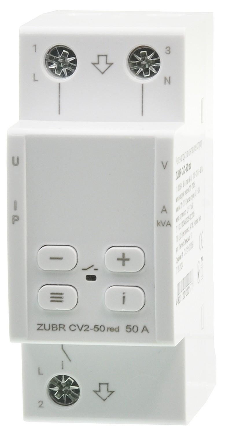 Реле напруги Zubr CV2-50 з контролем струму Red (22605562) - фото 2 Реле напруги Zubr CV2-50 з контролем струму Red (22605562) - фото 2