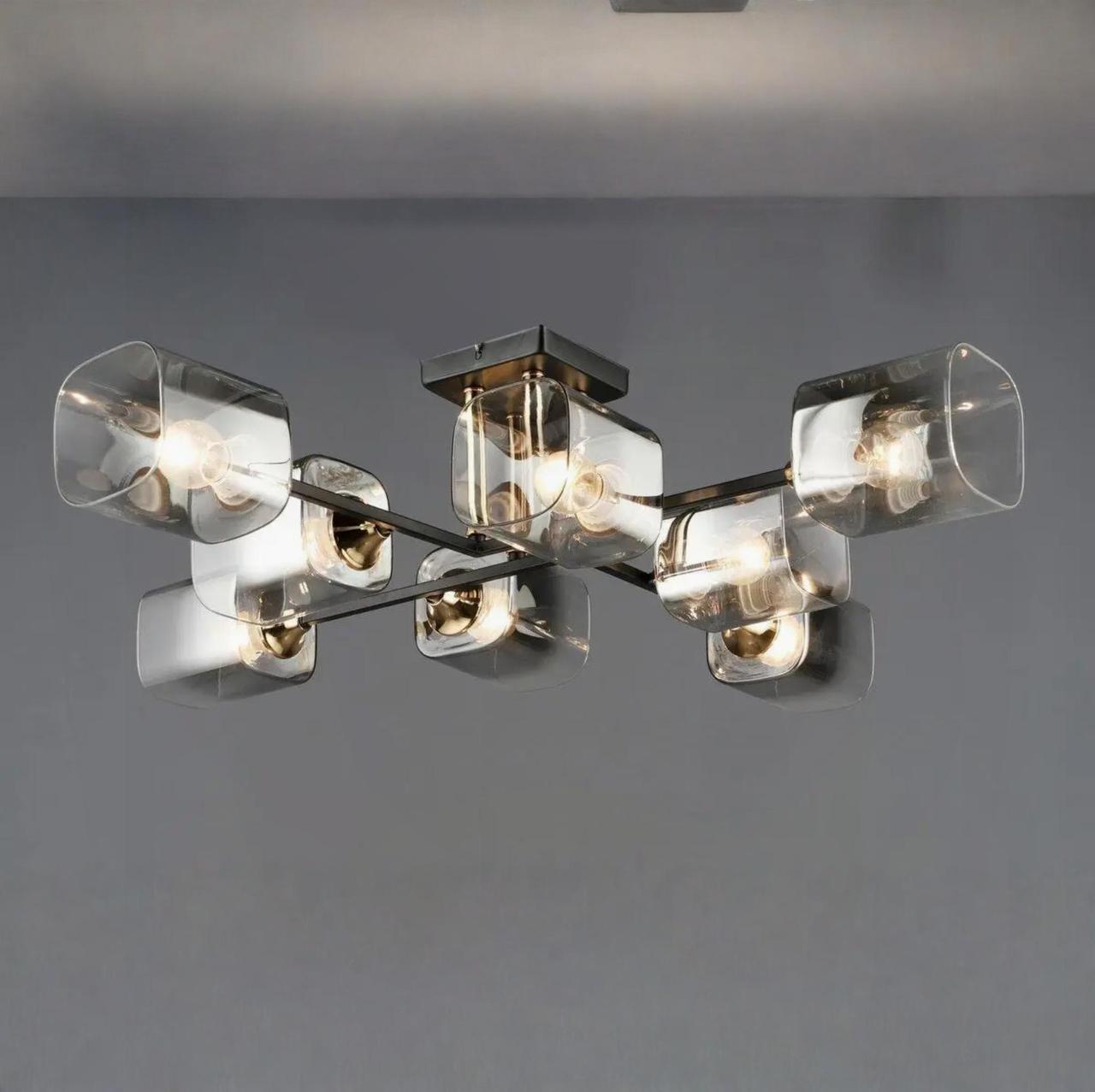 Люстра Valeso в стиле модерн под восемь ламп Е27 Черный/Золотой (N6638/8)