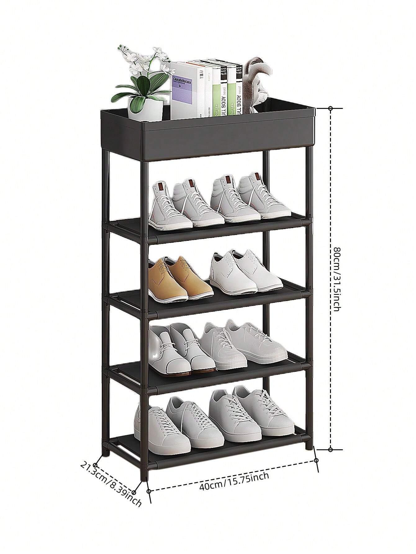 Полиця для взуття 5 ярусів storage shoe rack YH9806-5 Чорний - фото 3