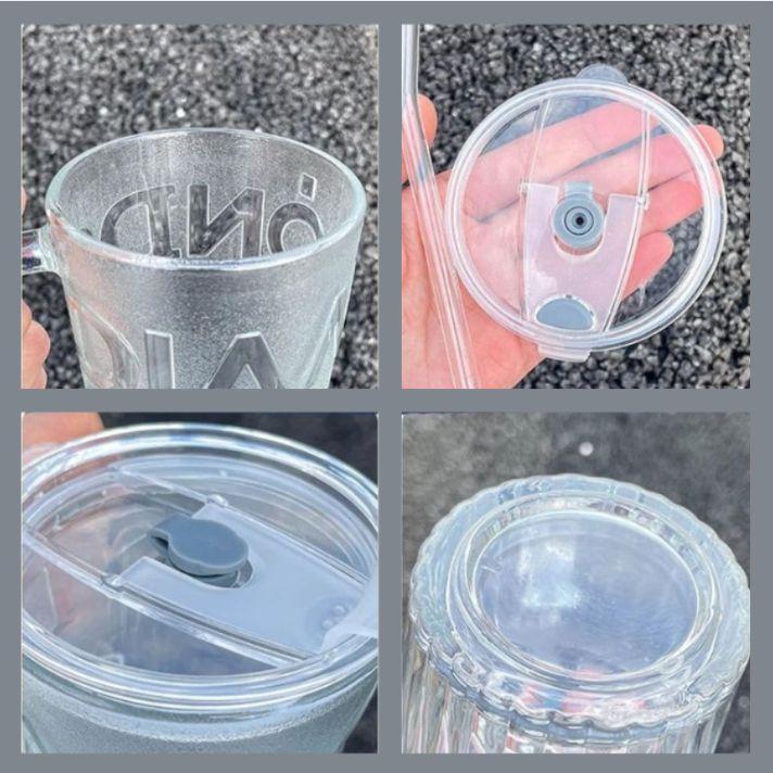 Стакан эко из термостойкого стекла с многоразовой трубочкой 400 мл Белый (2693105094) - фото 3