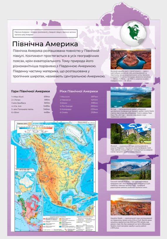 Стенд для учебных заведений "Північна Америка" 600х920 мм (КG0009)