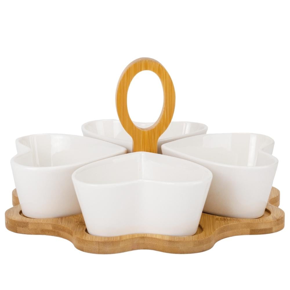 Набір піал на бамбуковій підставці Серця 23 см (9184-028)