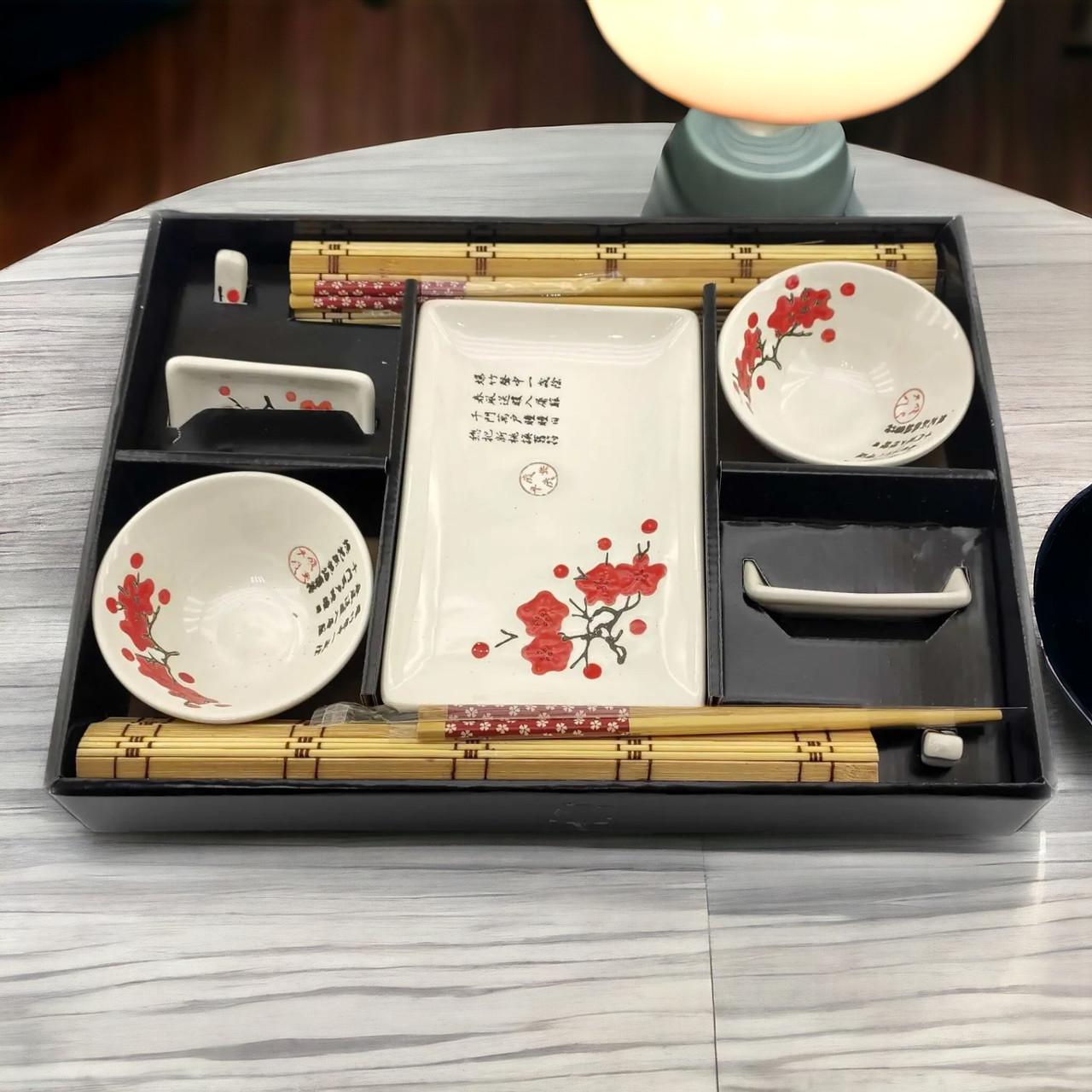 Подарочный набор для суши Красная сакура на 2 персоны 12 предметов 39х27,5х5,5 см (07-34282B) - фото 8 Подарочный набор для суши Красная сакура на 2 персоны 12 предметов 39х27,5х5,5 см (07-34282B) - фото 8