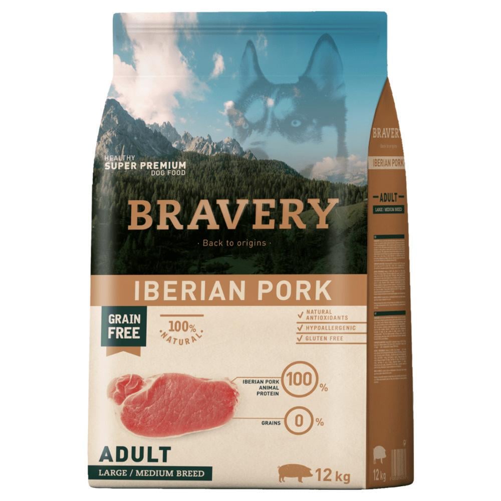 Корм для средней и крупной породы с иберийской свининой Bravery Dog Iberian Pork Large 12 кг