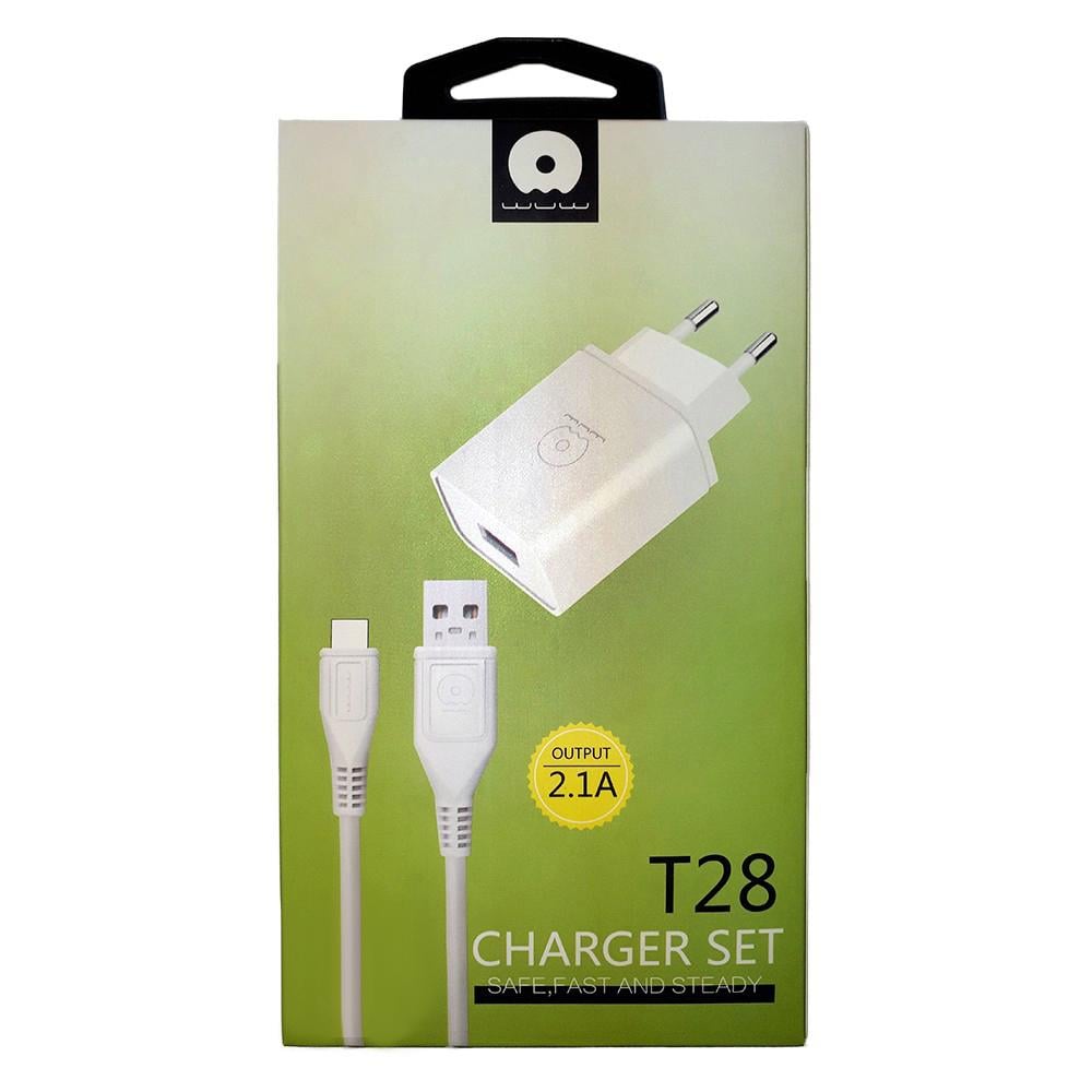 Сетевое зарядное устройство WUW T28 2,1A 2USB Type-C White - фото 2