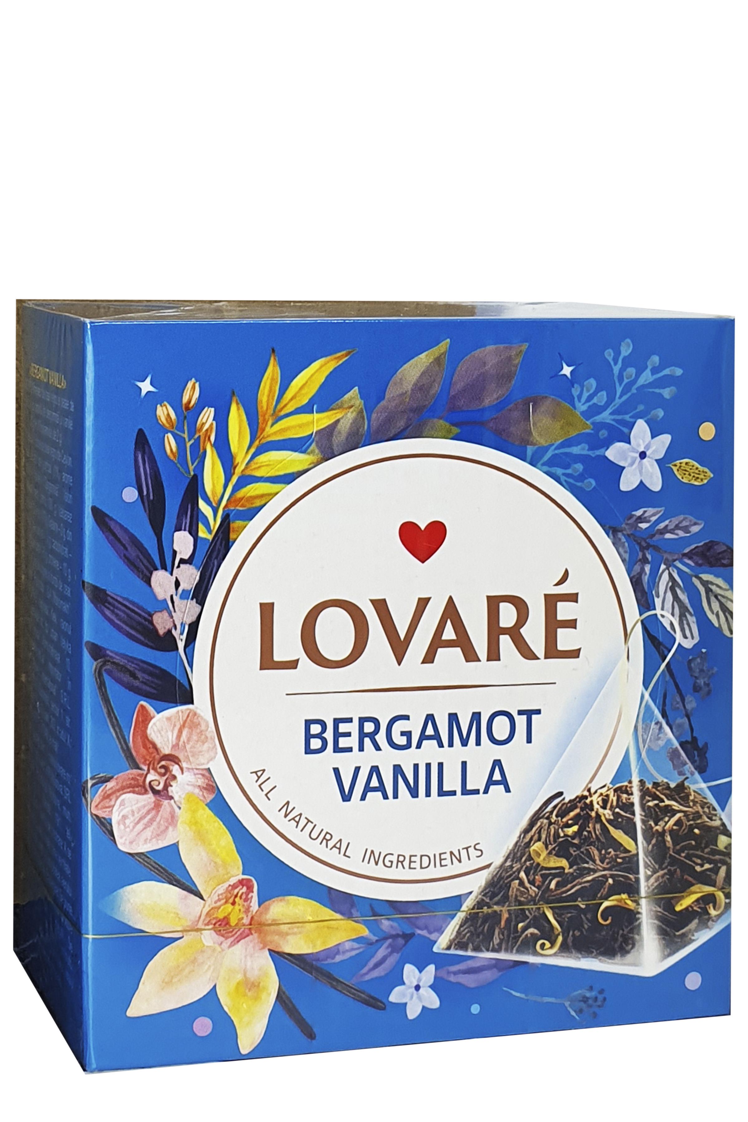 Чай чорний Lovare Bergamot Vanilla з ароматом ванілі та бергамота в пірамідках 15 пакетиків 2 г (55434)