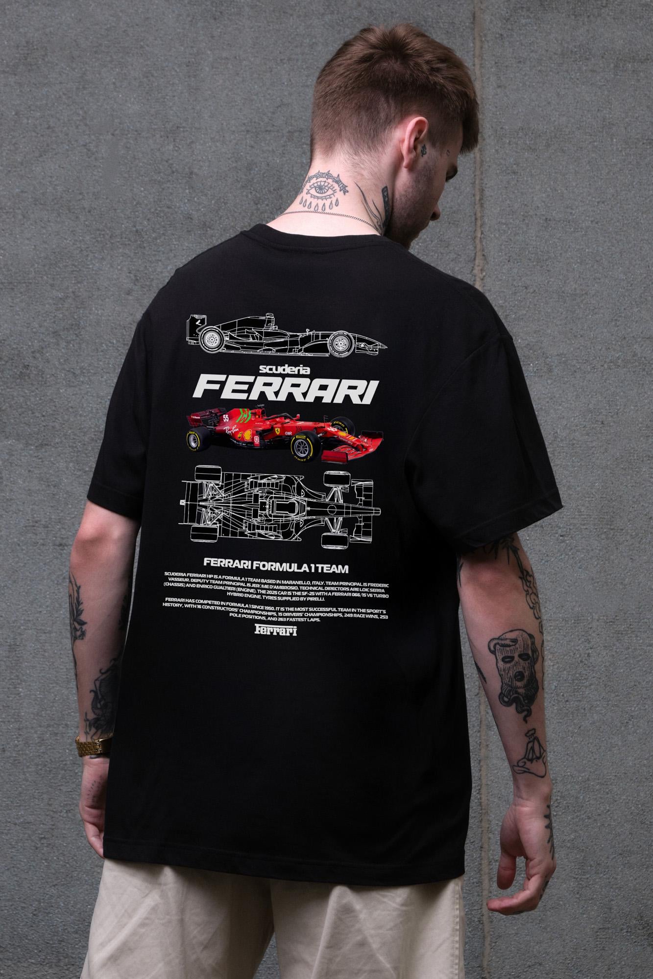 Футболка мужская Without с принтом Ferrari оверсайз S/M Black (S8049632)