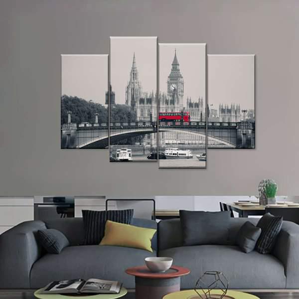 Модульная картина KIL Art Биг Бен и мост из четырех частей 129x90 см (M4_L_86)