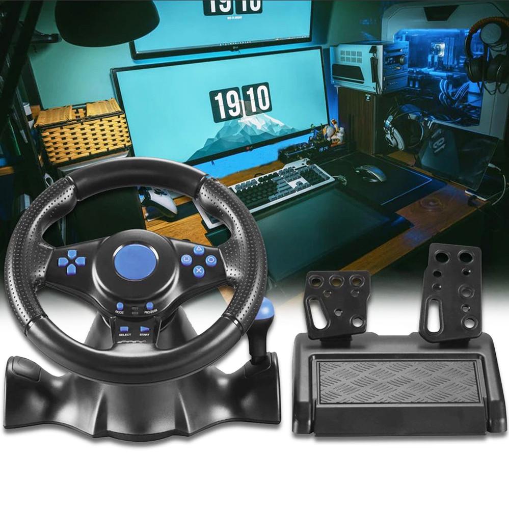 ᐉ Игровой руль с педалями Vibration Steering wheel для гонок и двойной  вибрацией для ПК 3в1 (10741158) • Купить в Киеве, Украине • Лучшая цена в  Эпицентр