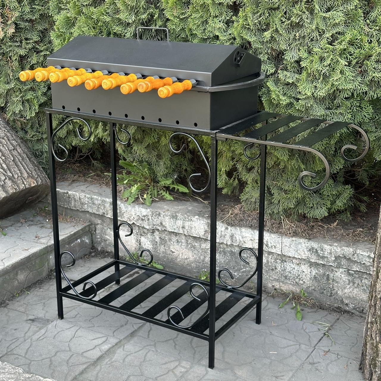 Мангал Metalzavod Гефест на 9 шампурів 3 мм на дровниці 79х36,5х94,5 см (MD9-3) - фото 5 Мангал Metalzavod Гефест на 9 шампурів 3 мм на дровниці 79х36,5х94,5 см (MD9-3) - фото 5