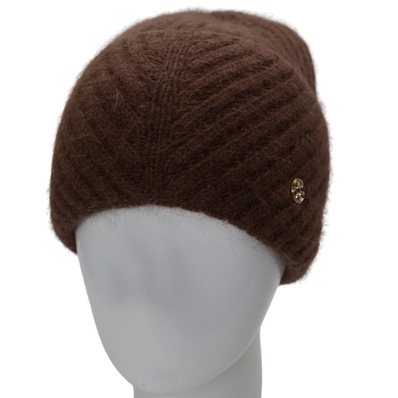 Шапка женская с отворотом Novita Кейт ангоровая универсальный Шоколадный (220284)