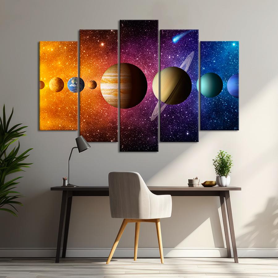 Картина на холсте Ряд планет Солнечной системы на фоне космоса 137x85 см (V217-5_L)