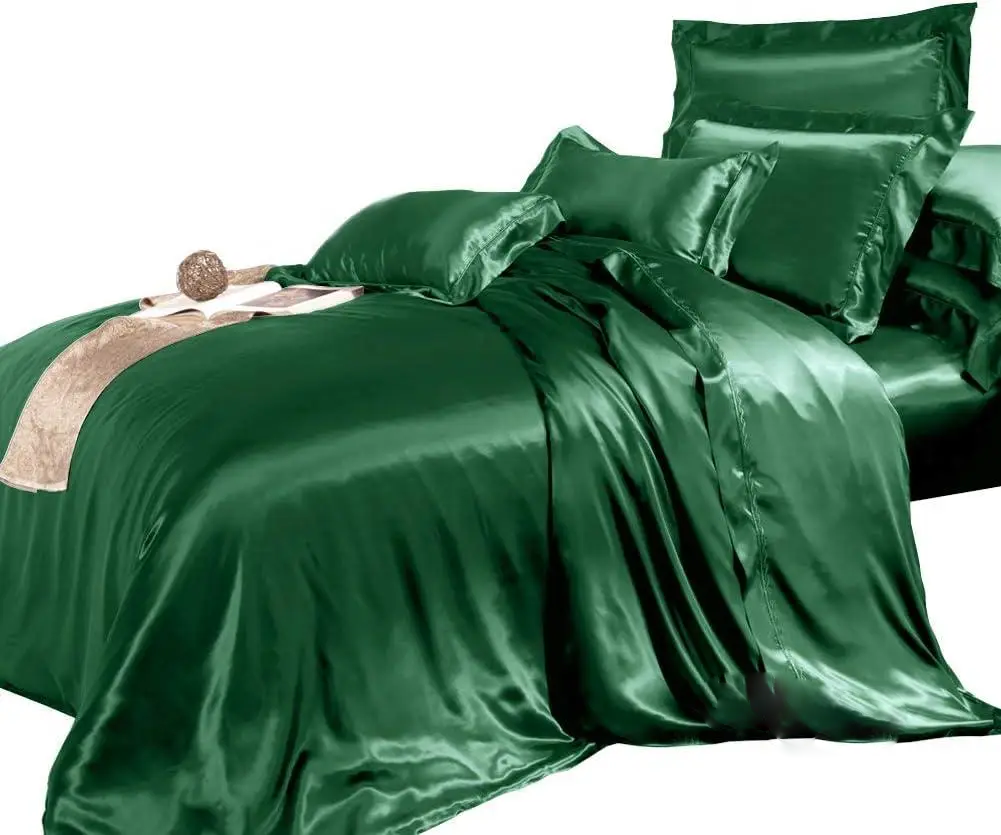 Комплект постільної білизни Moka Textile євро-гігант 220х240 см 4 наволочки 50х70 см/70х70 см Темно-зелений (2392429464) - фото 1