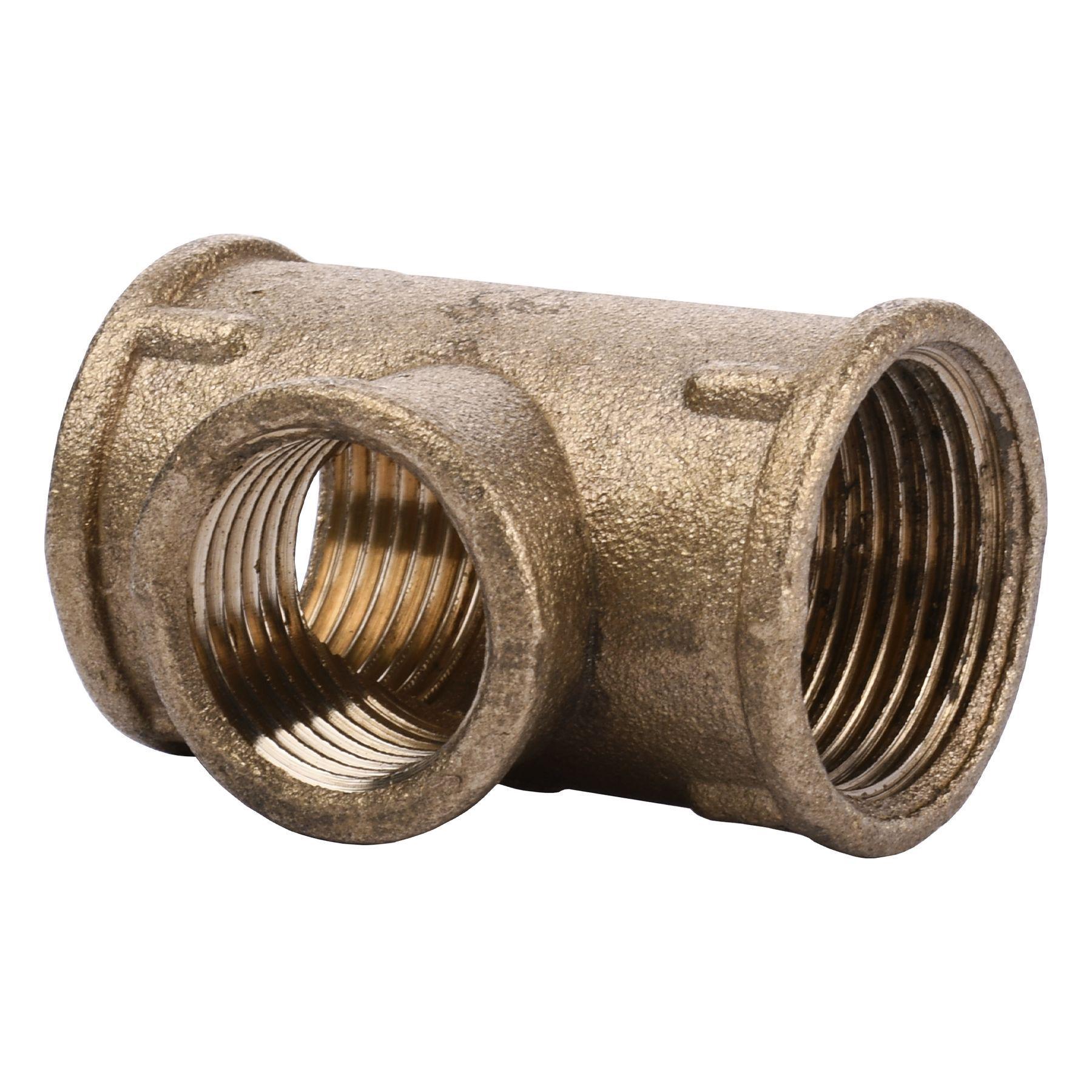 Трійник латунний 3/4″ внутрішня х 1/2″ внутрішня х 3/4″ внутрішня 212Б (000016370) - фото 1