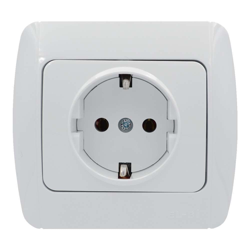 Розетка одинарная с заземлением EL-BI Zirve Fixline Белый (00000000279)