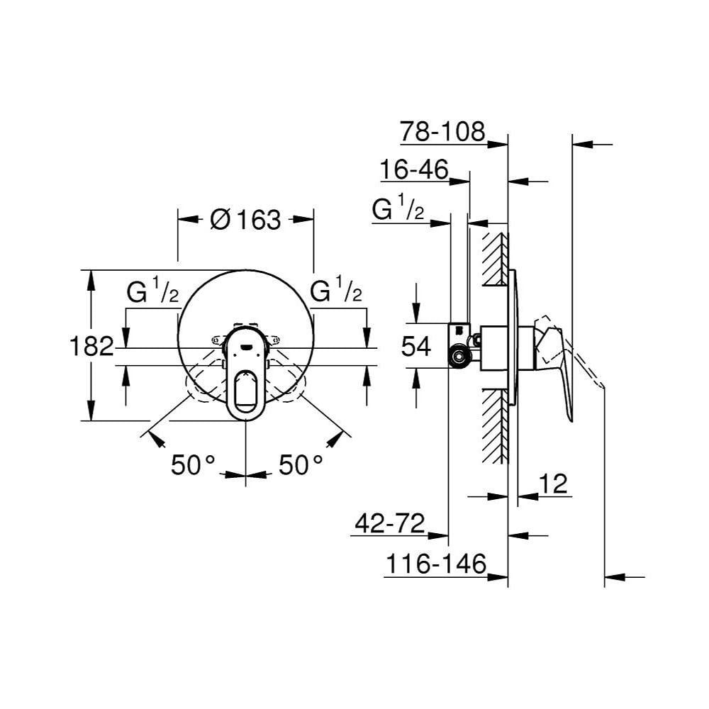 Смеситель для душа скрытого монтажа Grohe BauLoop 29080000 CV031170 Хром (161959) - фото 2