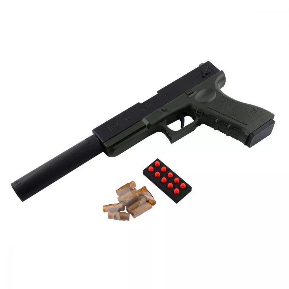 Пистолет детский игрушечный Glock 19 с глушителем (00000001824) - фото 2