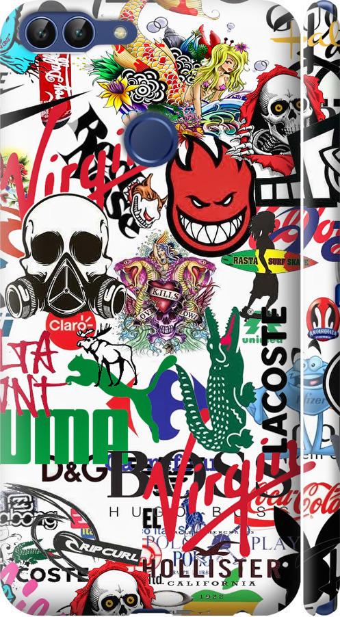 Чехол на Huawei P Smart Many different logos (4022m-1346-42517)