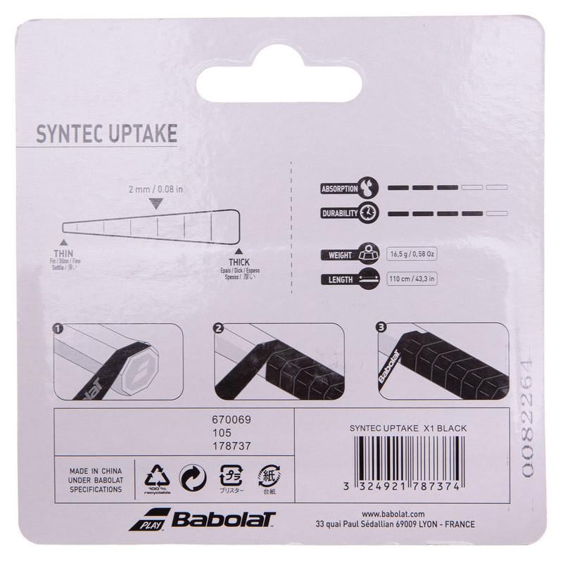 Обмотка на ручку ракетки BABOLAT SYNTEC UPTAKE BB670069-105 1 шт. Черный (NA002746) - фото 5