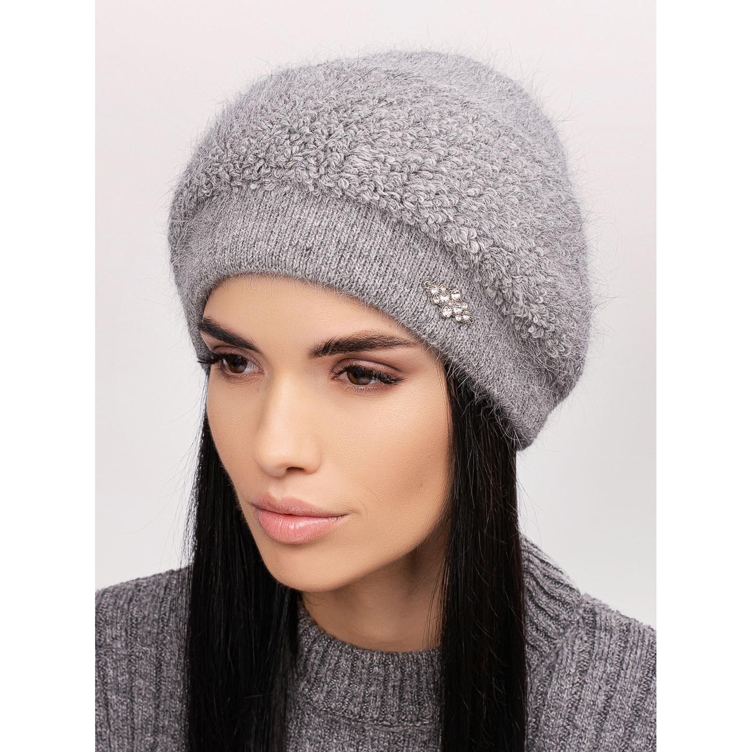 Шапка женская двойная ангоровая Leks Ялина one size Серый