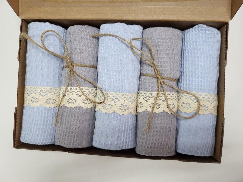 Набір вафельних кухонних рушників Волошковий рай 40х60 см 5 шт. (90102)