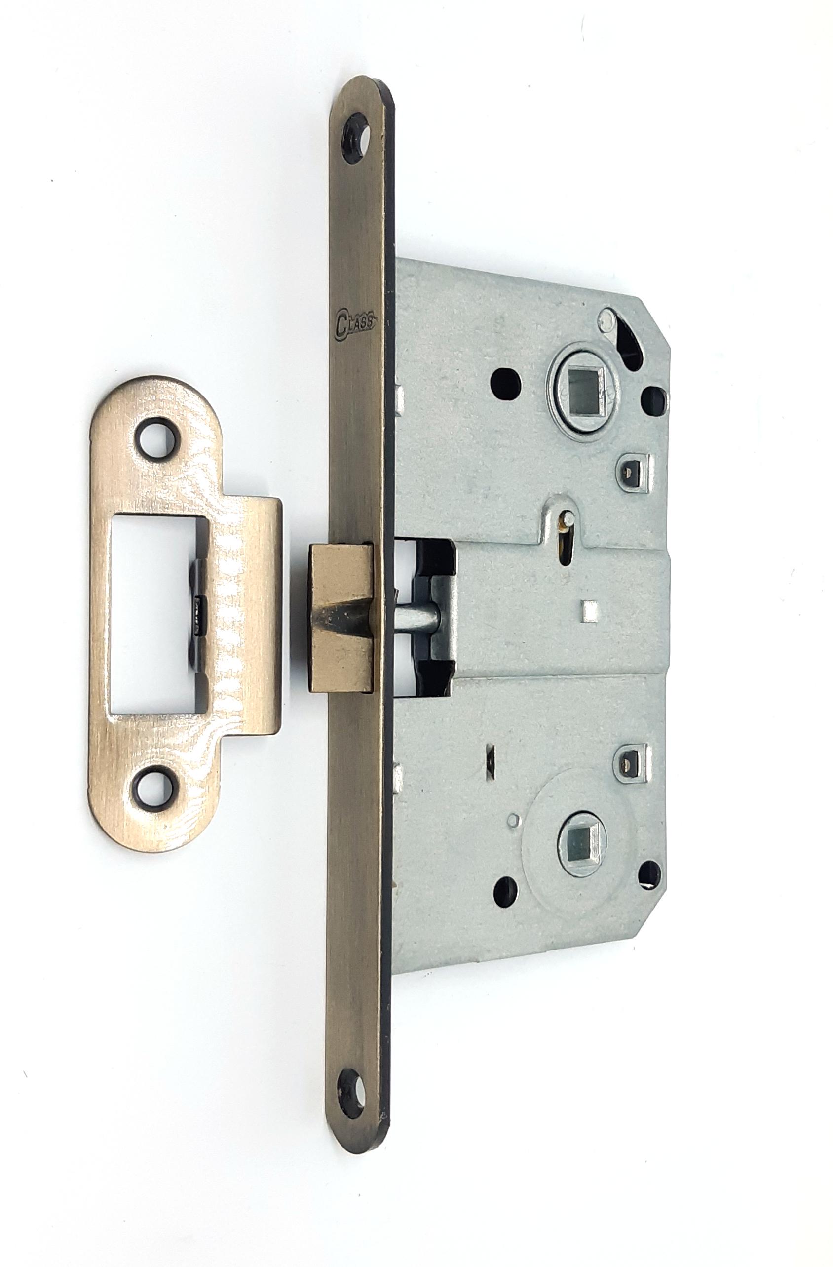 Замок дверний врізний CLASS WC 410B AB металевий язичок Бронзовий